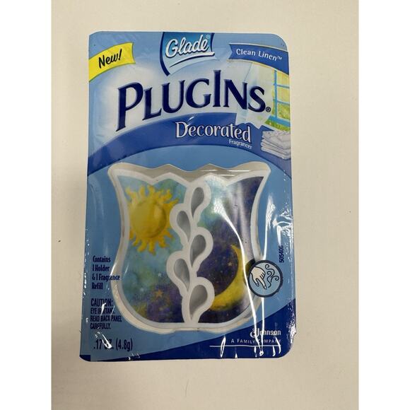 Glade Plug In Gel Warmer Decorated Sun Moon Clean Linen Refill 2005 Y2K New - Picture 5 of 5